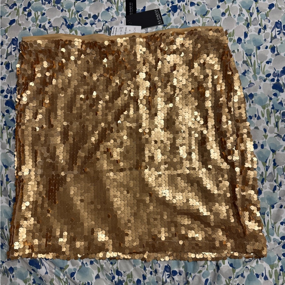 Eloquii Shimmering Gold Sequin Mini Skirt